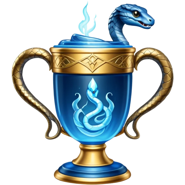 Triwizard Cup from Harry Potter with detailed snake-shaped handles, glowing blue emoji