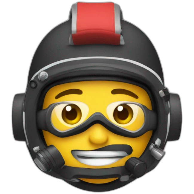 scuba diver, wearing a read beanie and with a camera emoji