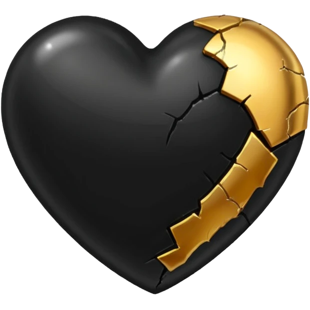 Make a black heart with cracks in it. Make the cracks filled with gold emoji