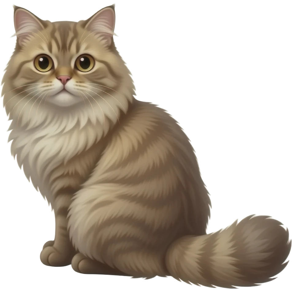 Realistic ugly flat-faced straight-sitting Persian cat, back facing to the left, facing forward emoji