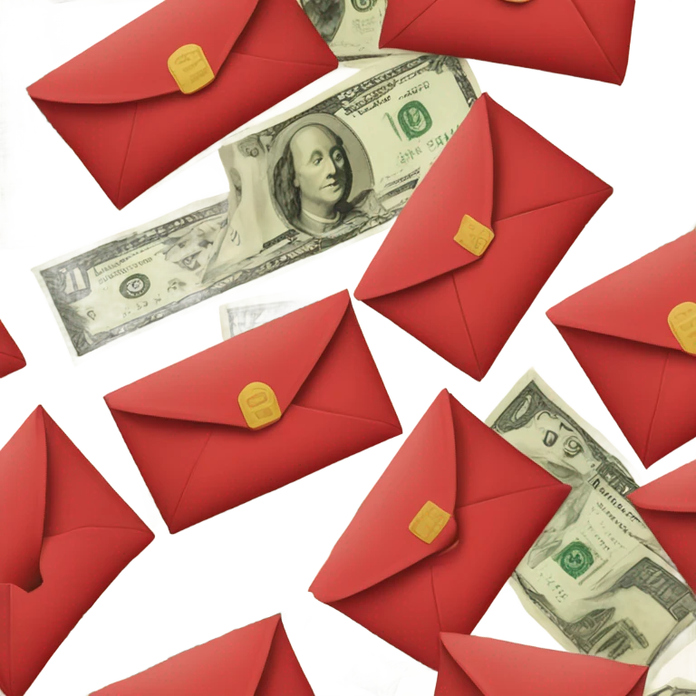 Contain money within red envelopes emoji