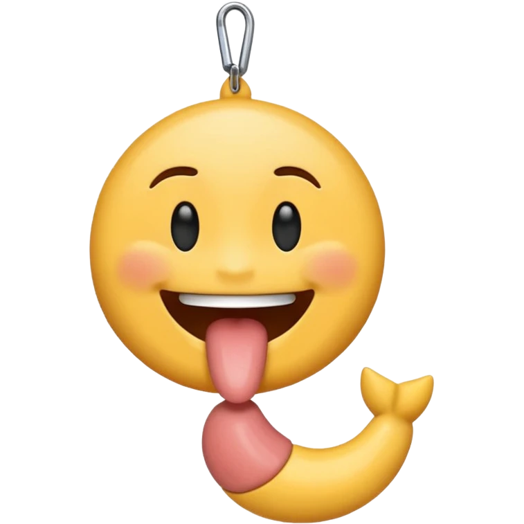 Smiling emoji sucking a penis hanging out of its mouth emoji