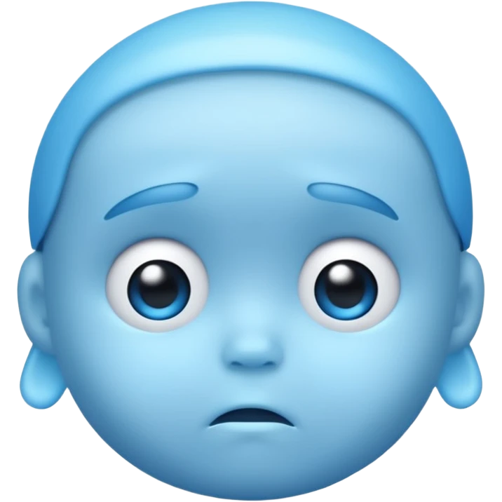 a baby blue sad face emoji with a glowing baby blue gradient behind it  emoji