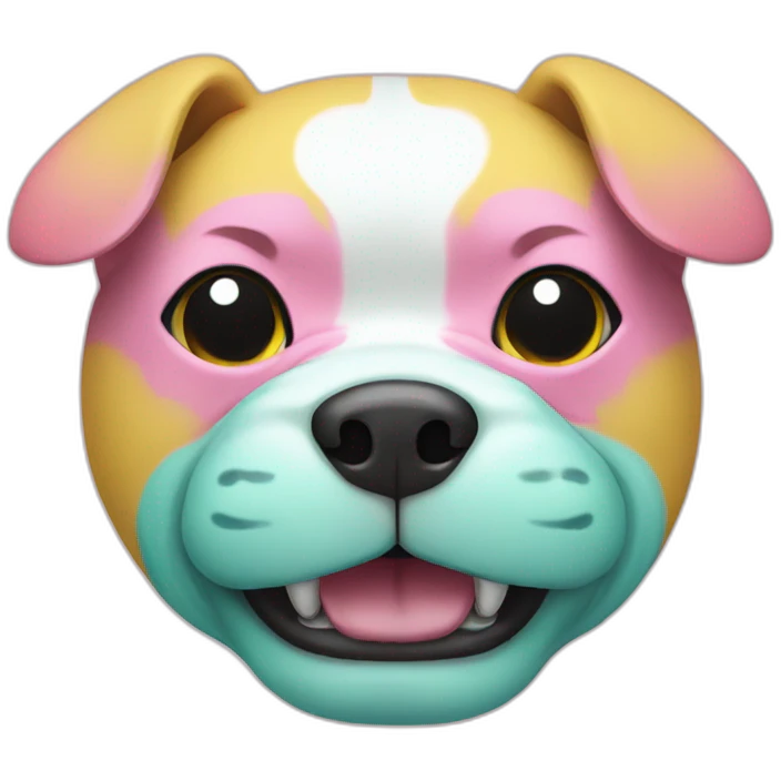 teal pink and yellow fu dog  emoji
