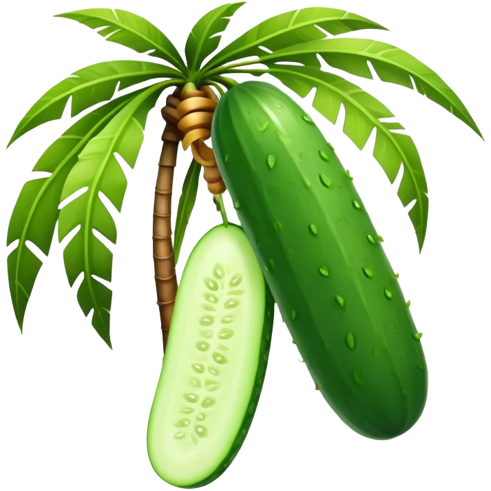 cucumber hangs on a palm tree branch emoji