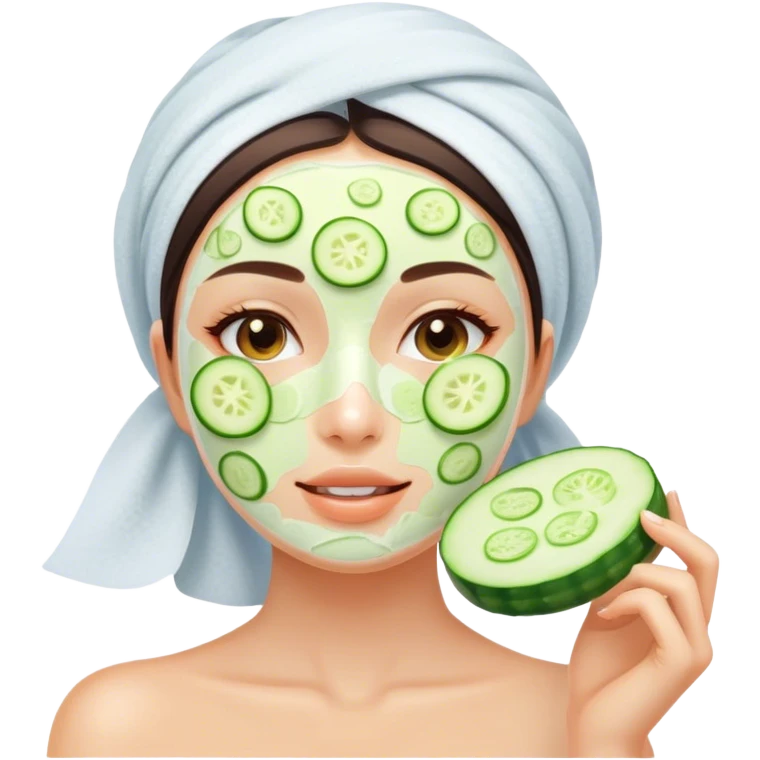 Girl with cucumber or doing skincare emoji