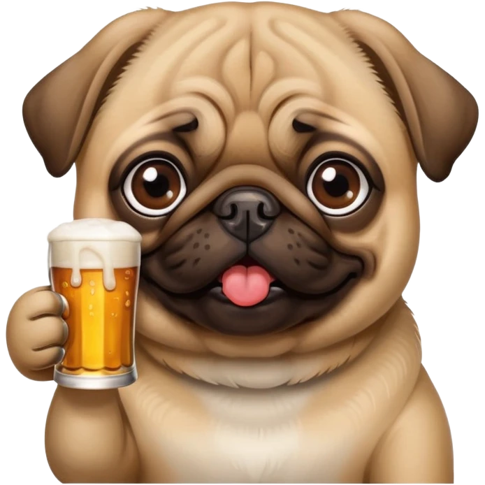 Pug drinking beer emoji