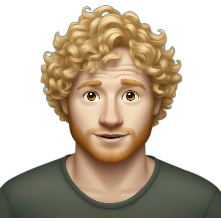 Blonde man with curly hair looks like Ed Sheeran emoji