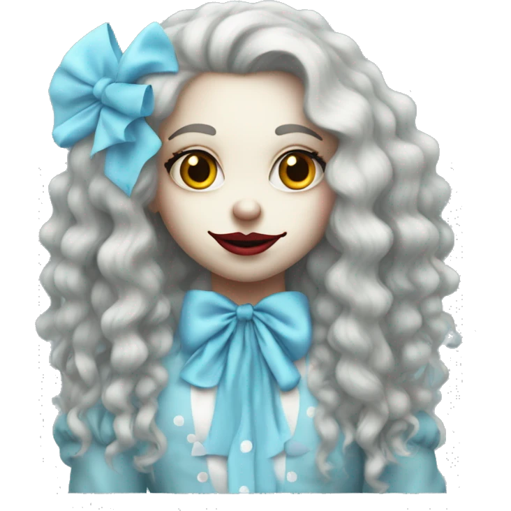 Pretty sky blue clown girl long hair  emoji