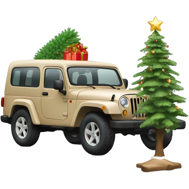 beige explore jeep car with christmas tree emoji