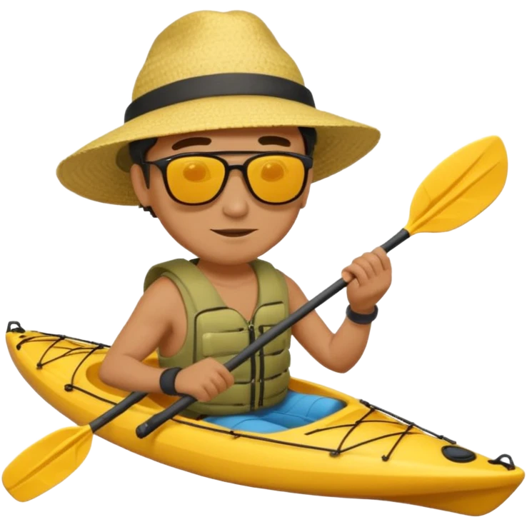 Yellow sea kayak with small male paddler emoji