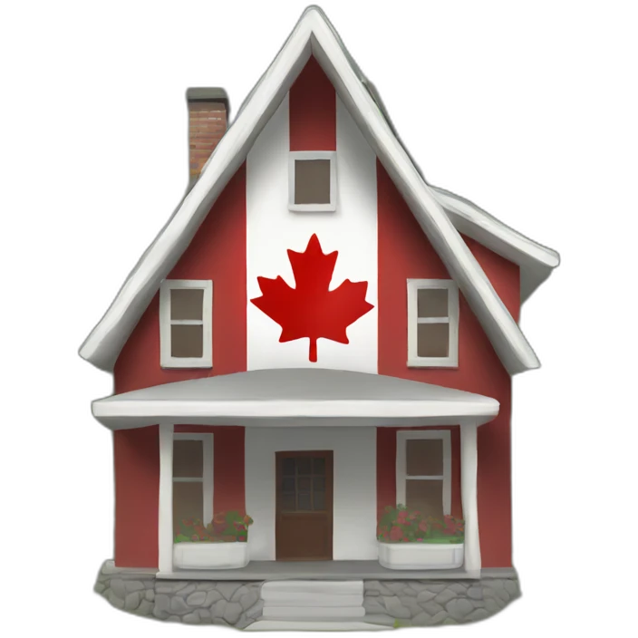 canada flag house with a up trending stoke emoji