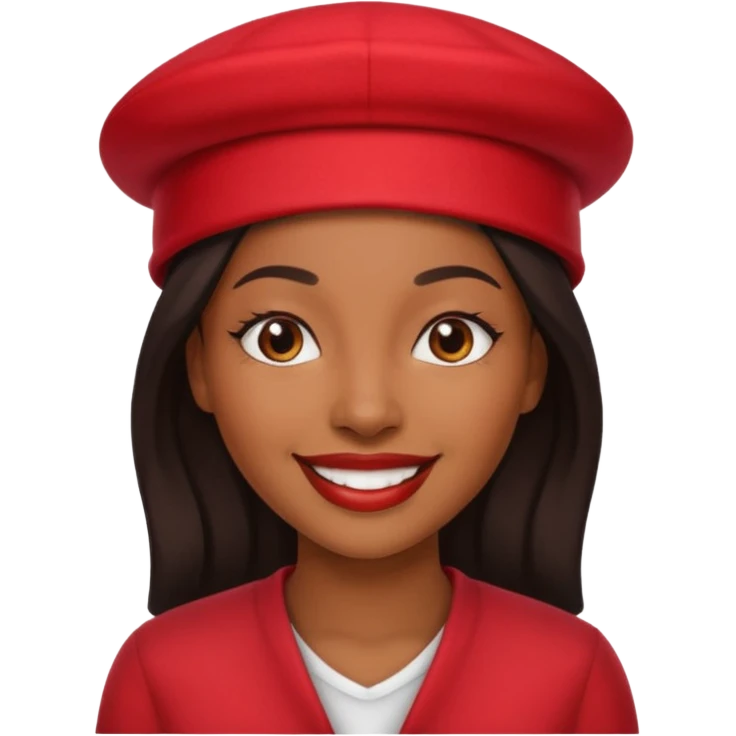 black woman with red hat emoji