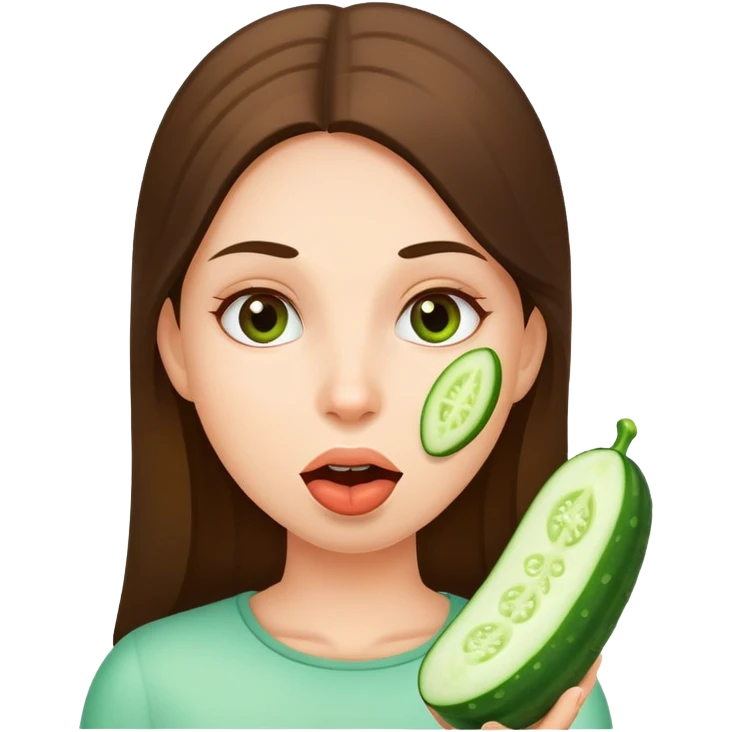 girl with cucumber in mouth emoji