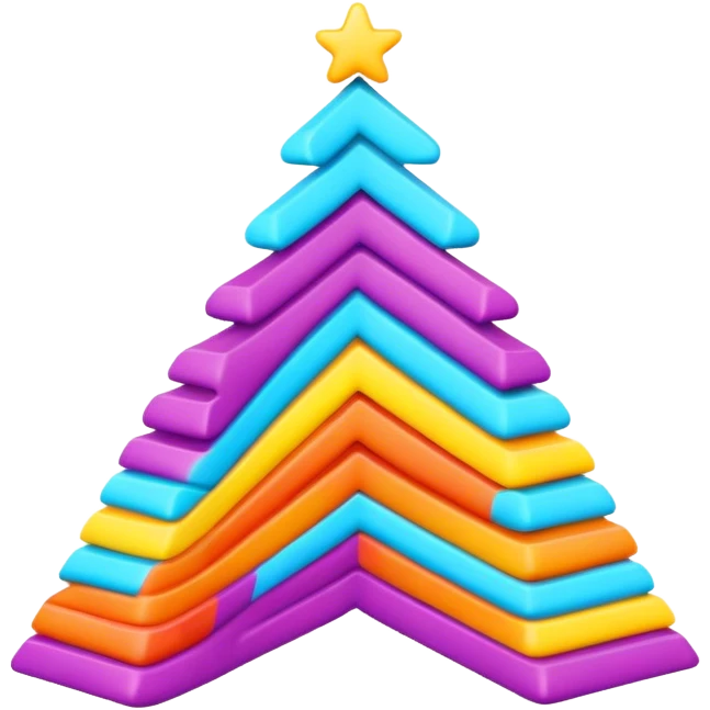3D, psychedelic colored hippie style zig zag line emoji