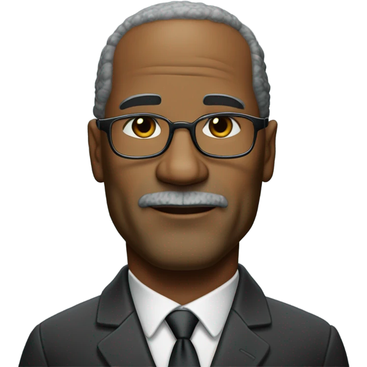 oj Simpson with small round face and suit and glasses and buzz cut and small black eyes and small gray beard and small black eyes and wrinkled forehead emoji