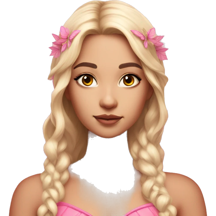 Beautiful, leaf, fairy,beautiful makeup, pink shadows ,light skin, pink outfit , long blond hair, big wings emoji
