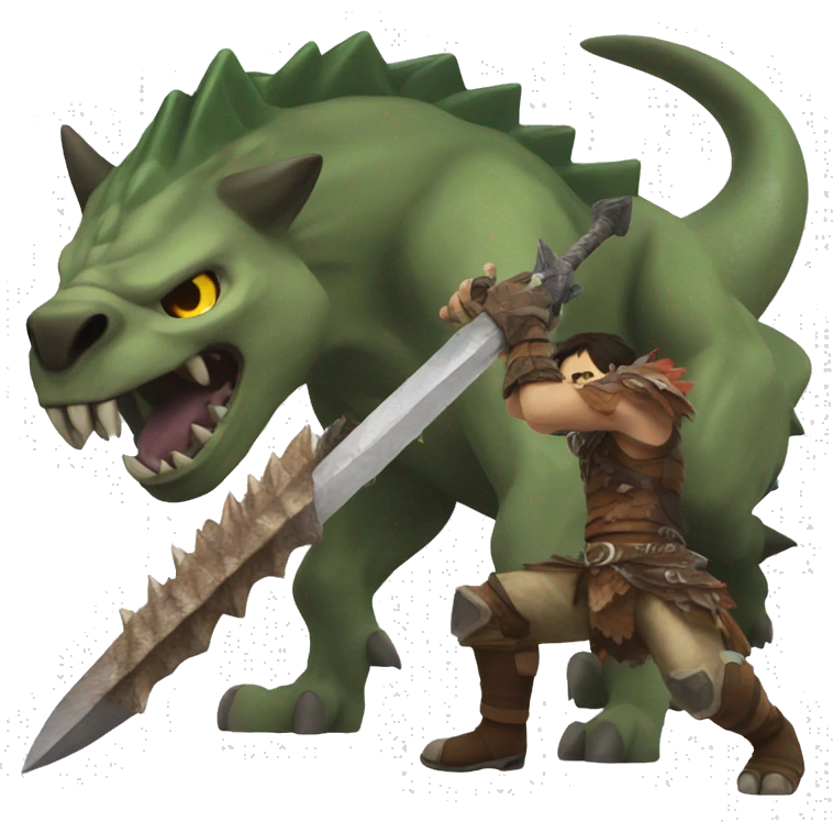 monster hunter slaying a beast, just the head emoji