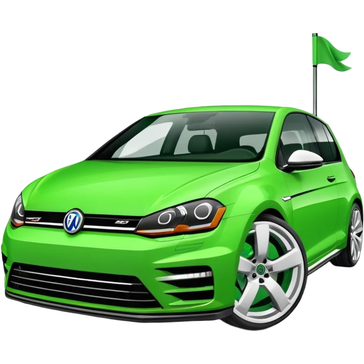 peut tu me faire une golf R verte flash avec des roue blanche  emoji