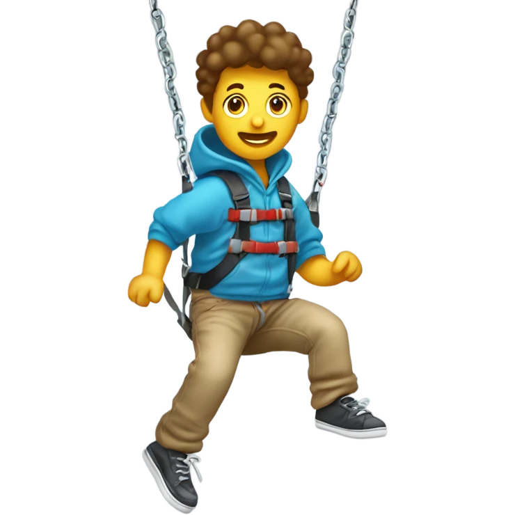A person bungee jumping while playing with toys who is wearing baggy clothes emoji