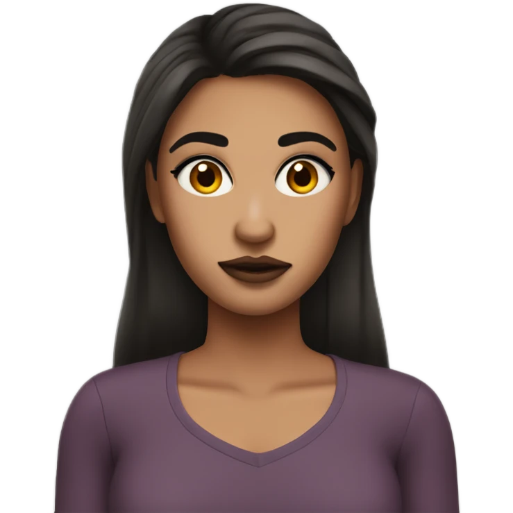 a girl with bad makeup brunnete hair and really thick eyebrows emoji