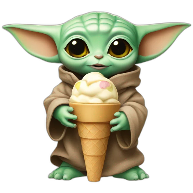 Baby yoda with a ice cream emoji