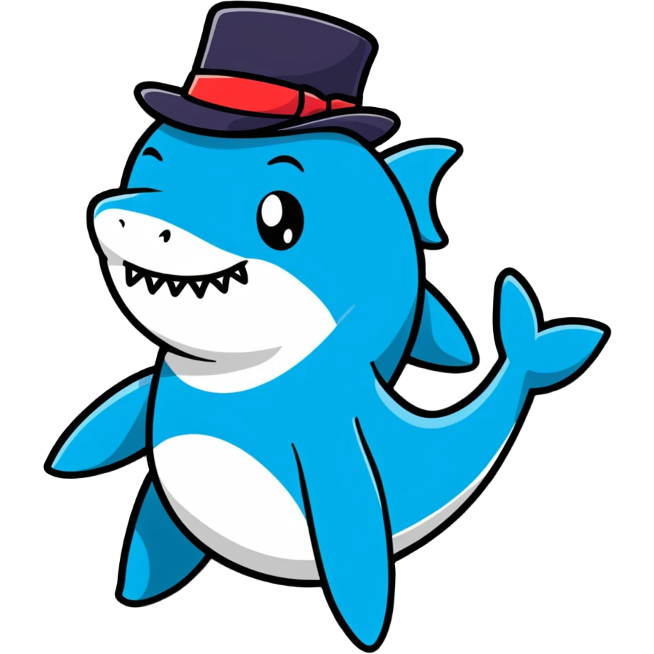 Shark with a top hat emoji