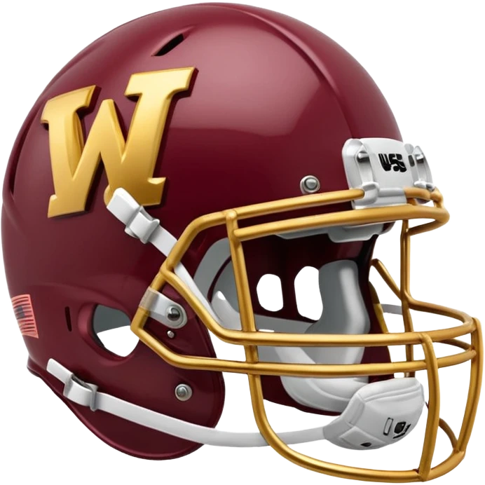 Burgundy and gold W on a football helmet  emoji