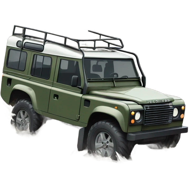 An land rover facing a road full of mud and rocks, with big tires and mud splashing around, showing resistance and adaptability. emoji