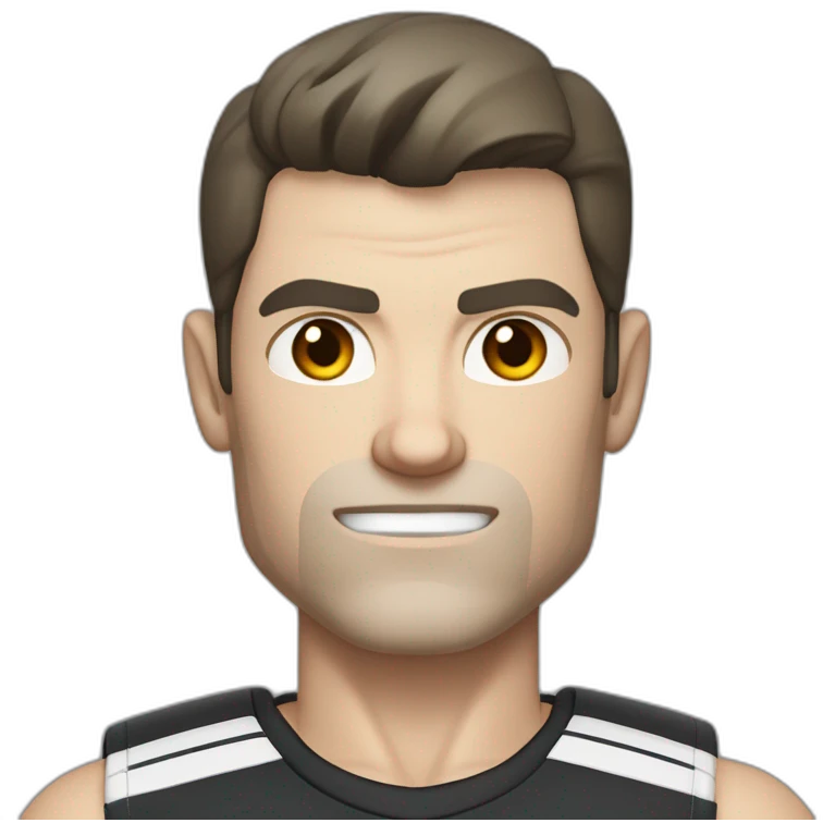 Angry Pale skinned Fit Man With the biceps and dark brown hair in black shirt, gray sports shorts and white Sneakers emoji