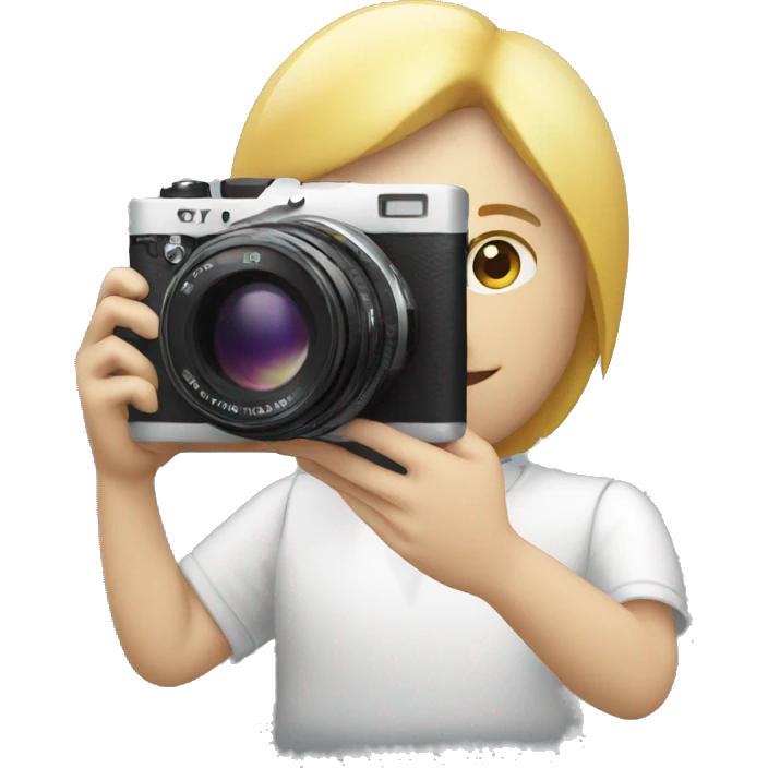 white iemoji holding a sony camera emoji
