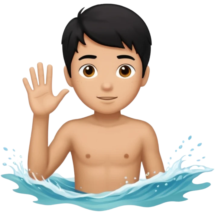 검은 머리의 소년, 바다를 좋아하고, 완벽을 추구하는 emoji