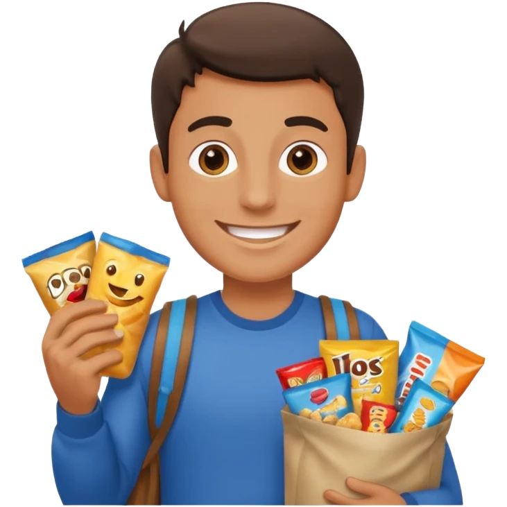 A guy with a bag full of snacks emoji