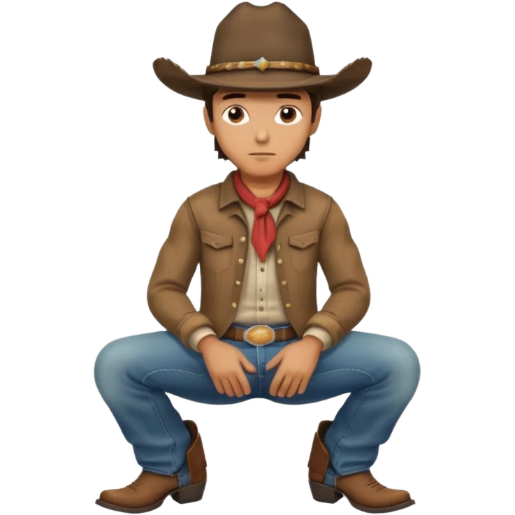 side profile of cowboy with kneews bent and hands on knees emoji