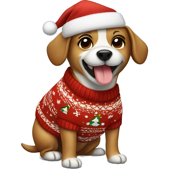 Dog Wearing A Christmas Sweater  emoji