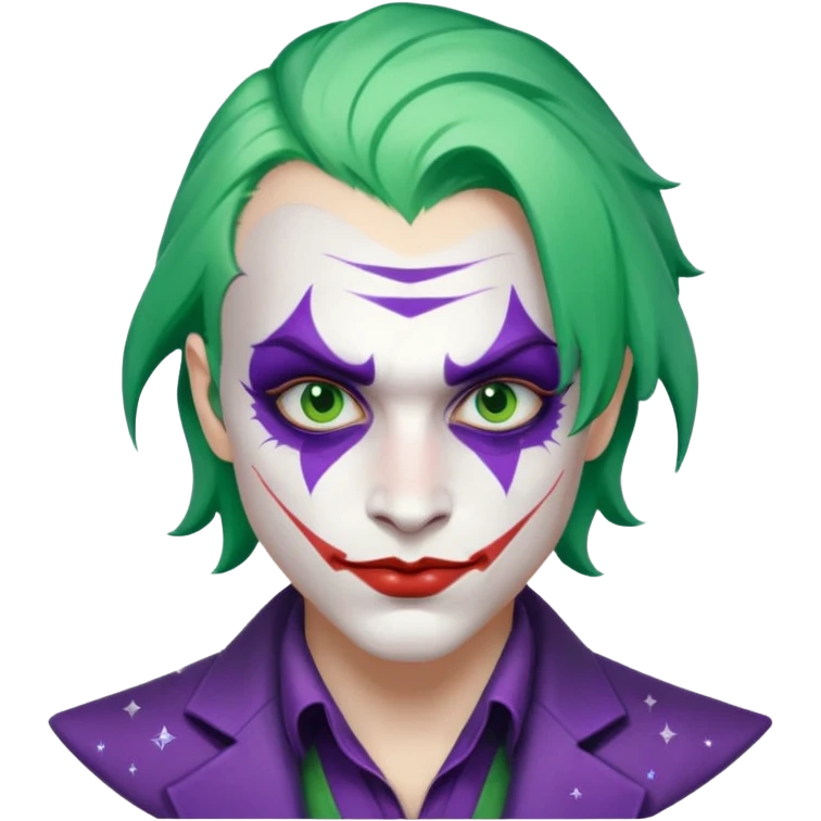 Glitter Purple and White Joker Gangster Green Hair emoji