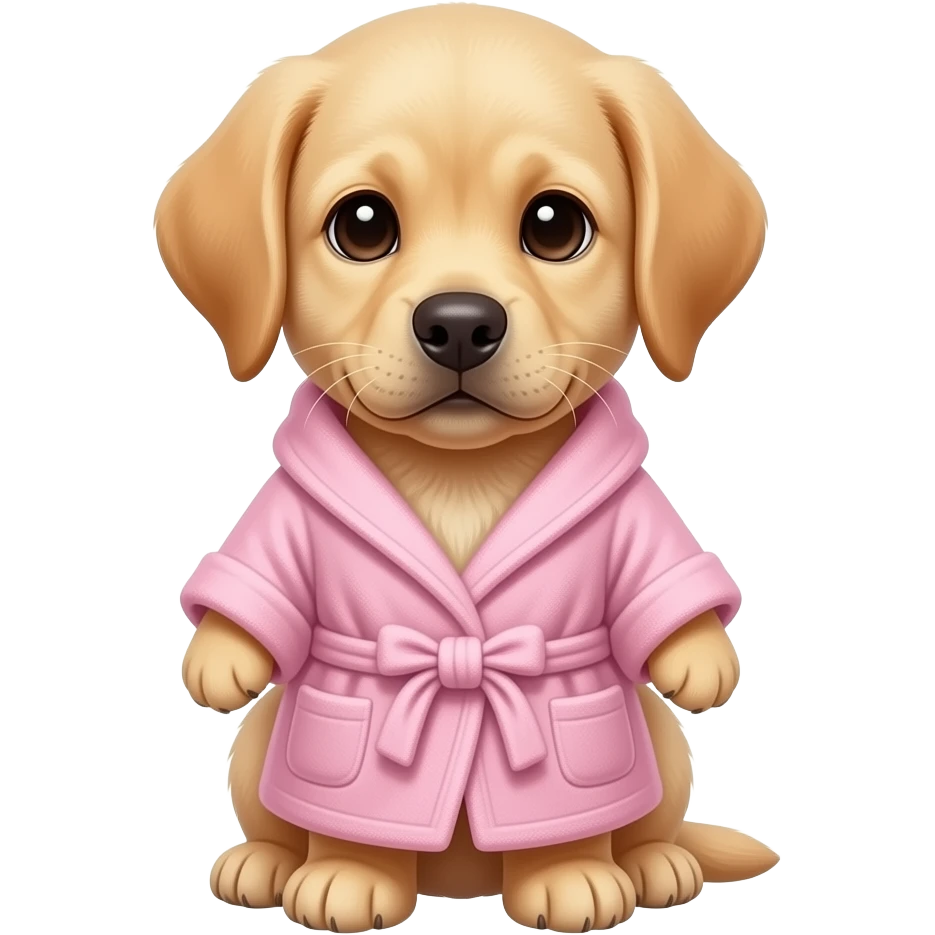 baby labrador puppy in light pink robe emoji
