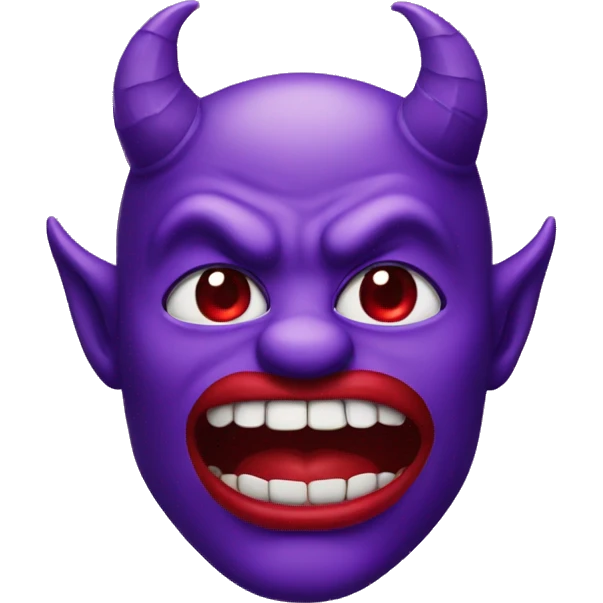Purple Devil male with red kiss lips emoji