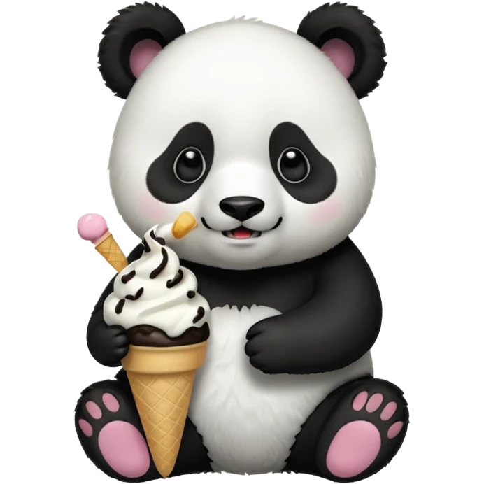 Panda eating ice cream emoji