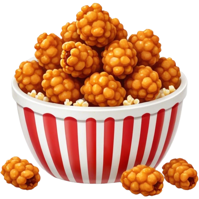 Korean Fried Chicken Cinematic Realistic Korean Fried Chicken Dish Emoji, depicted as bite-sized popcorn chicken pieces generously coated in a glossy, spicy sauce, rendered with crisp textures and dynamic, appetizing lighting. emoji
