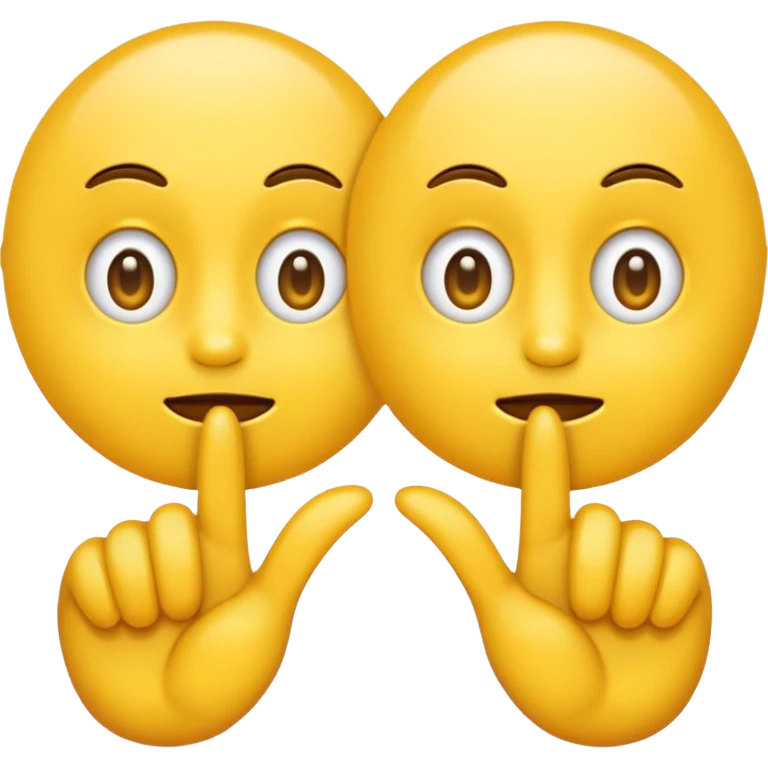 yellow emoji with begging eyes and two finger pointing at one another finger emoji