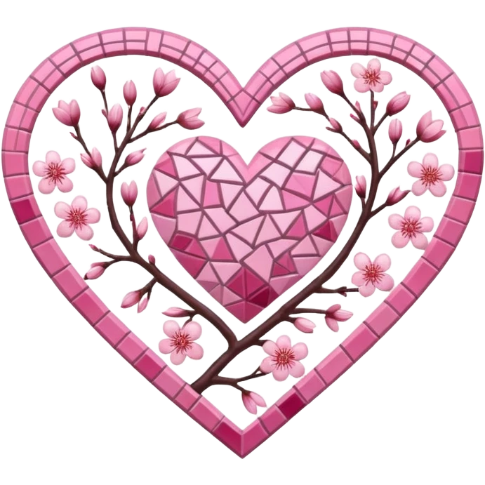 sakura heart with a mosaic pattern emoji