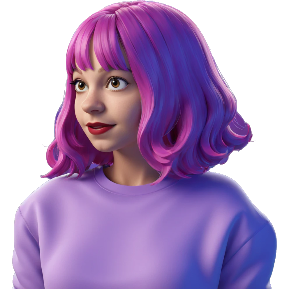 pink-haired girl with red lips emoji