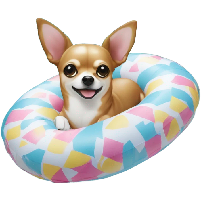 chihuahua on pool float emoji
