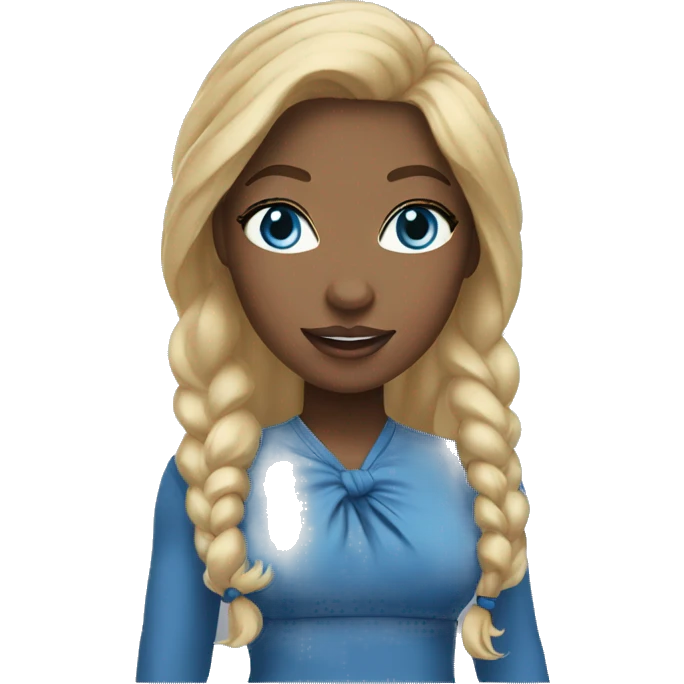  black american girl, with blue eyes and tied up blonde hair, waving emoji