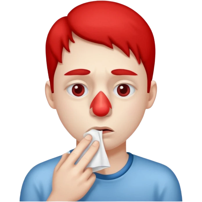 sick person with tissue on nose, fever and red nose. emoji