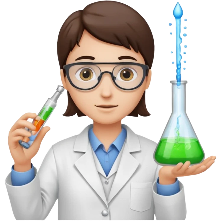 A person in a white coat is experimenting with chemicals. emoji