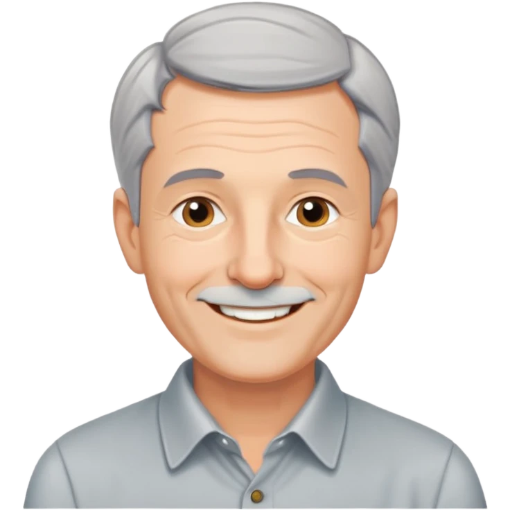 portrait of Hans Jonas, German philosopher, short gray hair, no glasses, clean-shaven, collared shirt, smiling emoji
