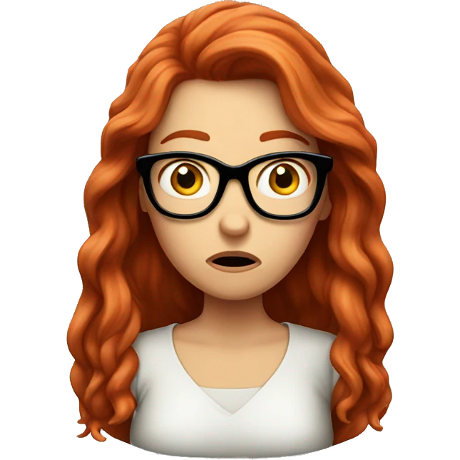 shocked white girl with long red red hair and glasses emoji