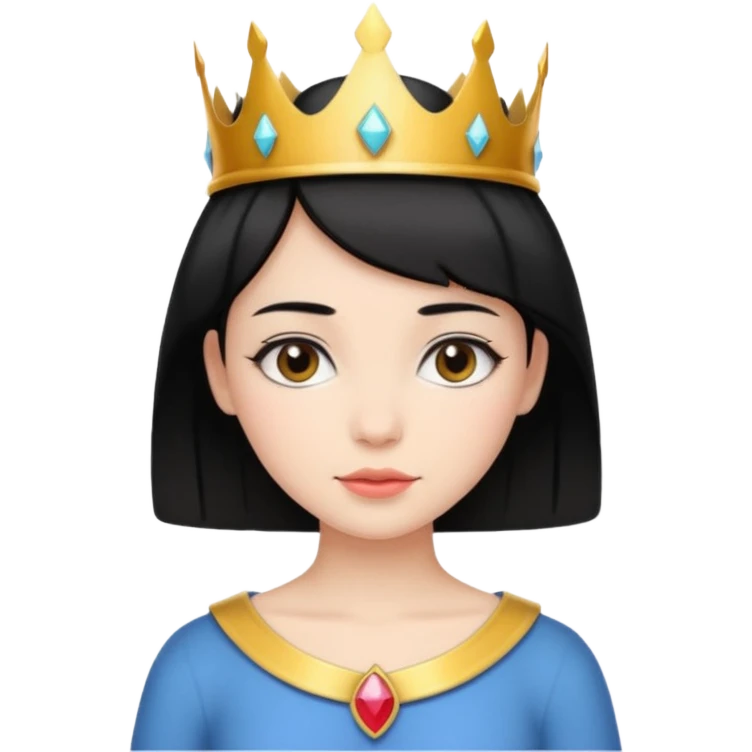 Chica linda pelo corto negro con una corona  emoji